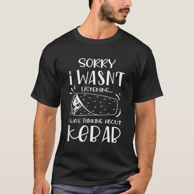 Camiseta Pensando Na Comida Turca Shawarma Falafel (Frente)
