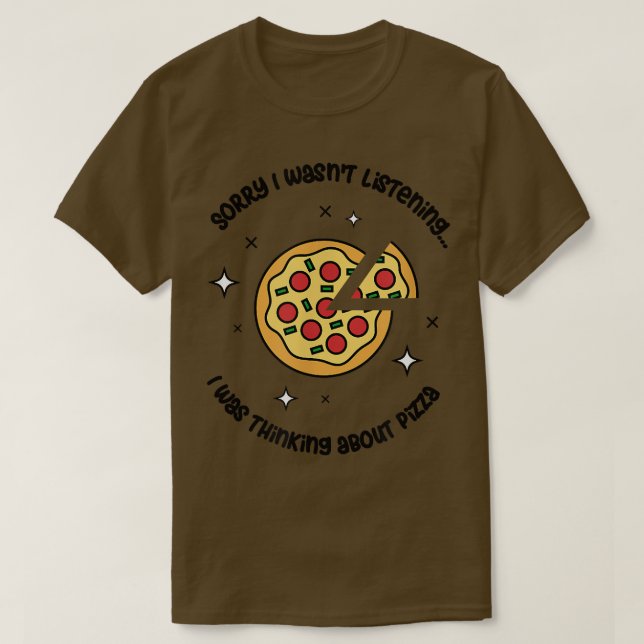 Camiseta Pensando Na Pizza Comida Italiana Chef 32075 (Frente do Design)