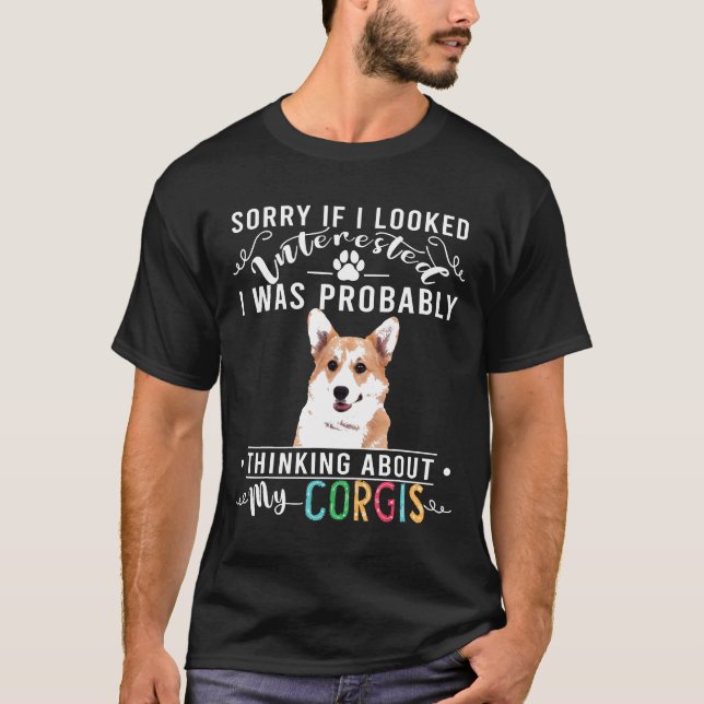 Camiseta Pensando Sobre Corgis Corgi Fofo (Frente)