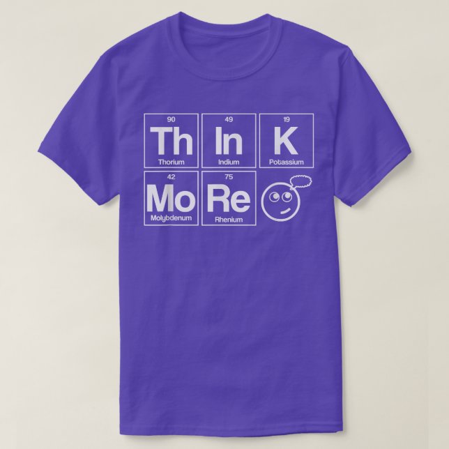 Camiseta Pensar em Ciências de Química de Elementos de Mesa (Frente do Design)