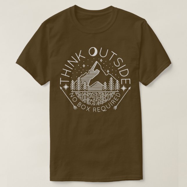 Camiseta Pensar Fora da Caixa Não Requer Acampamento de Iti (Frente do Design)