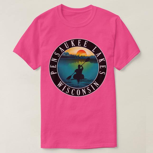Camiseta Pensaukee Lagos Wisconsin Kayaking (Frente do Design)