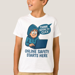 Camiseta Pense Antes de Clicar - Conscientização sobre Segu