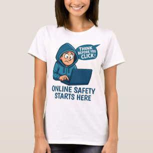 Camiseta Pense Antes de Clicar - Conscientização sobre Segu