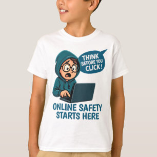 Camiseta Pense Antes de Clicar - Conscientização sobre Segu