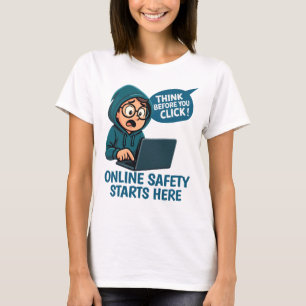 Camiseta Pense Antes de Clicar - Conscientização sobre Segu