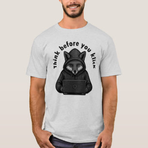 Camiseta Pense antes de clicar - Segurança Cibernética