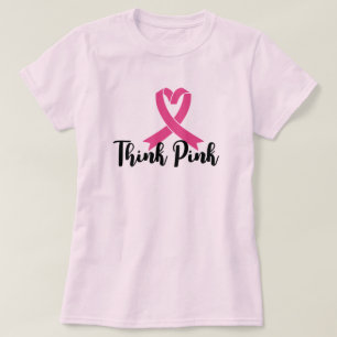 Camiseta Pense cor-de-rosa - Vista esperança, espalhe força