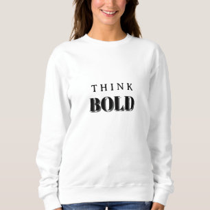 Camiseta Pense em negrito, preto e branco, mulheres mínimas