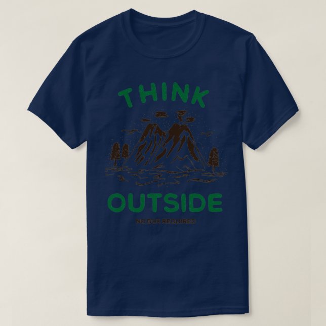 Camiseta Pense fora da caixa - Não é necessária uma longa e (Frente do Design)