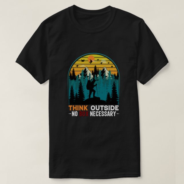Camiseta Pense fora da caixa, não é necessário caminhar eng (Frente do Design)