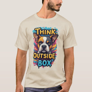 Camiseta Pense Fora da Caixa: Retrato Adorável de Cachorro 
