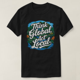 Camiseta Pense Global Atue Local Dia da Terra Ambiental