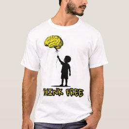 Camiseta Pense Livre – Ilustração de Balão Cerebral Minimal