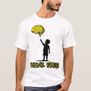 Camiseta Pense Livre – Ilustração de Balão Cerebral Minimal