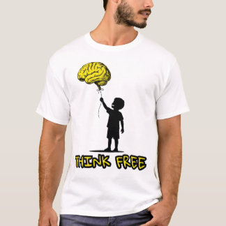 Camiseta Pense Livre – Ilustração de Balão Cerebral Minimal