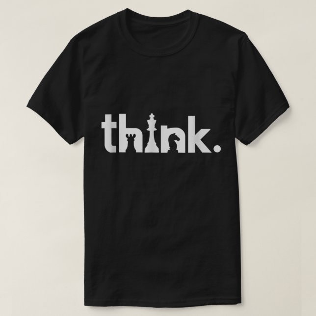 Camiseta Pense no Design de Estratégia de Xadrez (Frente do Design)