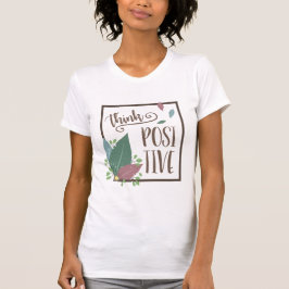 Camiseta Pense no feather de motivação positiva boho