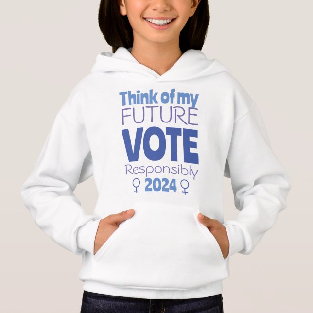 Camiseta Pense no meu VOTO futuro 2024 meninas (Frente)