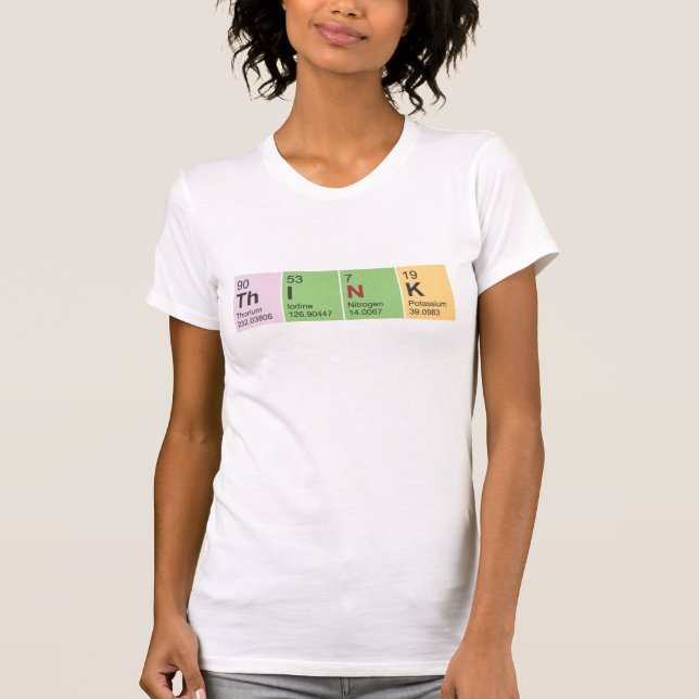 Camiseta Pense o T cabido senhoras do LS dos elementos de (Frente)