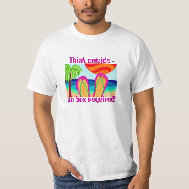 Camiseta Pense parte-nenhuma caixa exigida! (Frente)