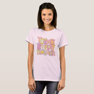 Camiseta Pense Pensamentos Felizes Tipografia Colorida Fofo