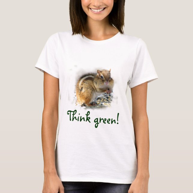Camiseta Pense verde do Chipmunk (Frente)