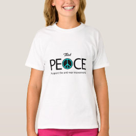 Camiseta Pensem na paz, na antiguerra, na anti-violência