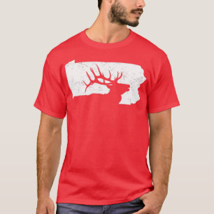 Camiseta Pensilvânia Elk Hunting Bull Elk PA forma estatal