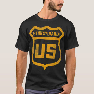 Camiseta Pensilvânia - Estrada dos EUA em loo de meteoros e