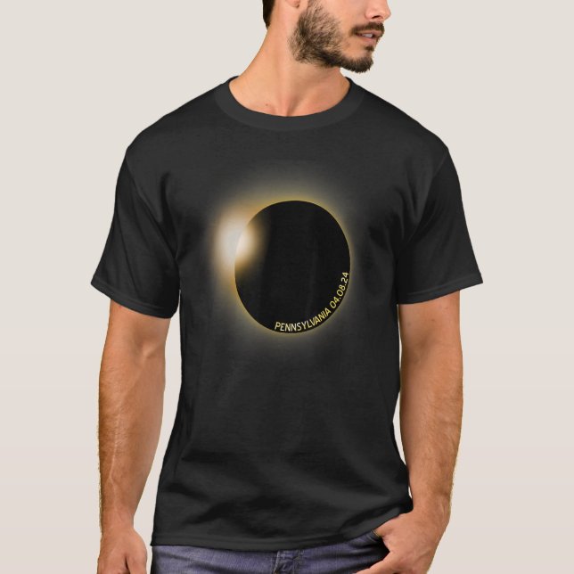 Camiseta Pensilvânia Solar Eclipse 2024 para Astronomia (Frente)