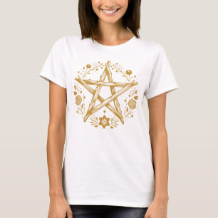 Camiseta Pentáculo Dourado do Wiccan Pagan