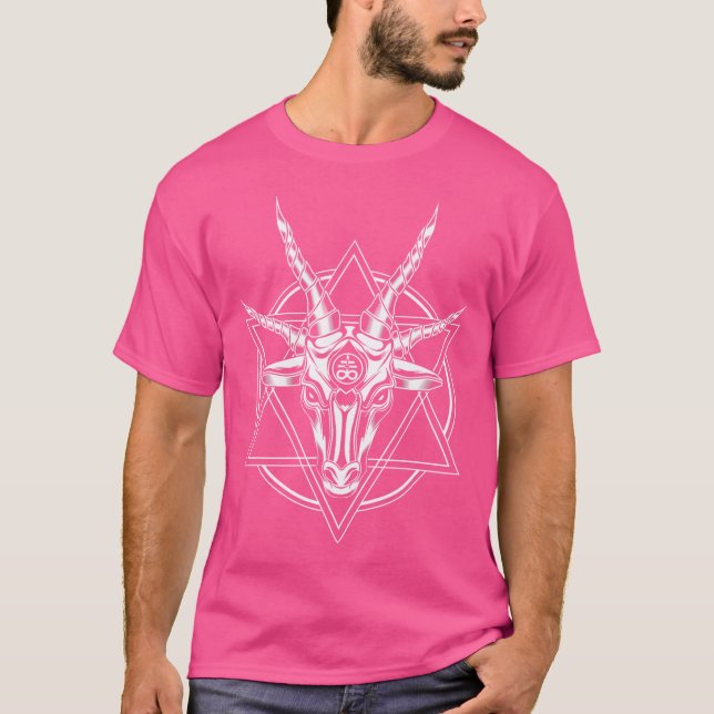 Camiseta Pentagram Baphomet Satanist Goat (Frente)
