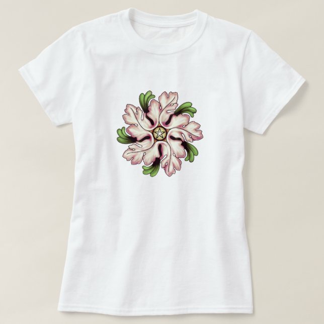 Camiseta Pentagram da flor (Frente do Design)