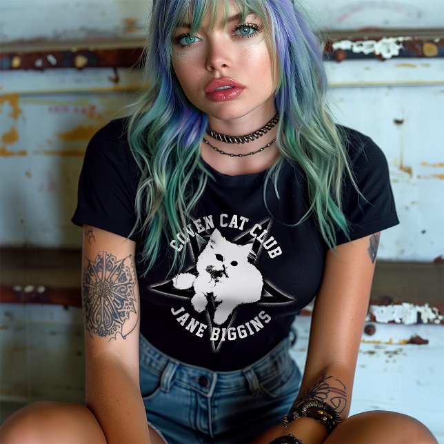 Camiseta Pentagram Kitten Witches Coven Gothic Club (Criador carregado)
