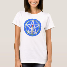 Camiseta Pentagrama branco de ímbolo com gotas de neve