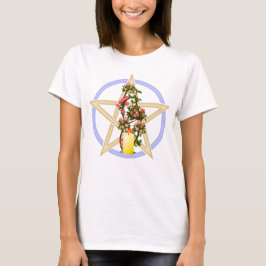 Camiseta Pentagrama com Rosas Rosa, Vela Amarela