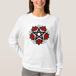 Camiseta Pentagrama com Rosas vermelhas