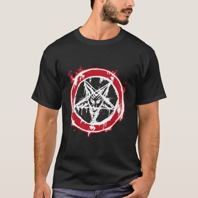 Camiseta Pentagrama Invertido no Baphomet (Frente)