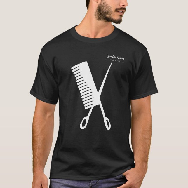 Camiseta Pente De Cabelo Tesoura Barbeiro Criativo simples (Frente)