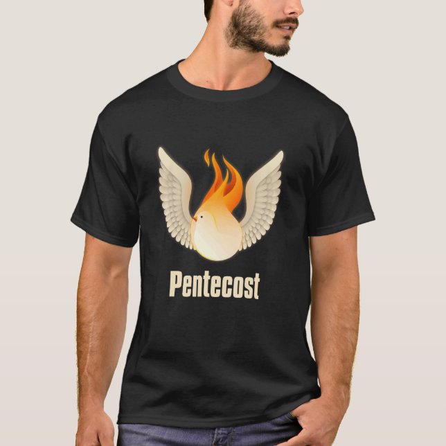 Camiseta Pentecostes Dirige Línguas De Flame Sagrada (Frente)