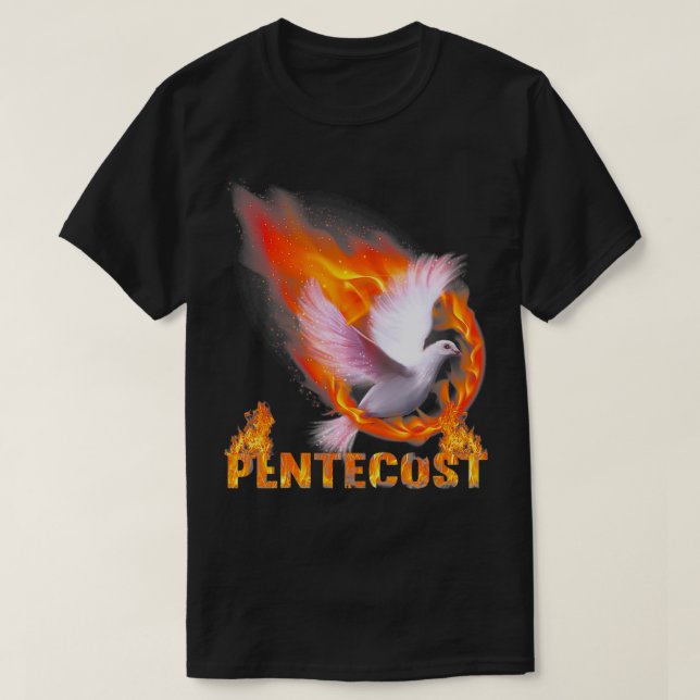 Camiseta Pentecostes lança fogo sagrado Espírito sagrado Ca (Frente do Design)