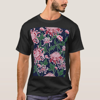 Camiseta Peões de Chrysanthemum Japoneses Padrão de Vintage