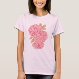 Camiseta Peões Elegantes - Ilustração Floral Rosa Mole
