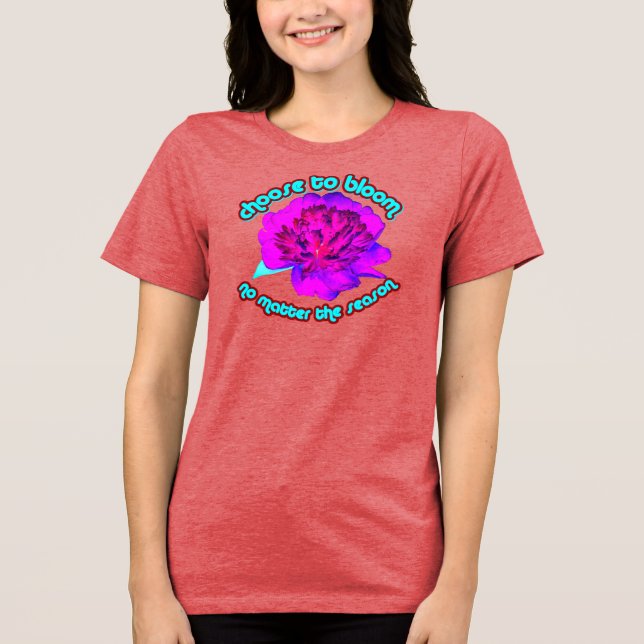 Camiseta peônia roxa e rosa (Frente)