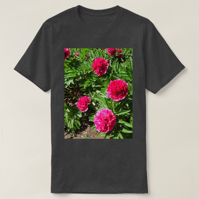 Camiseta Peônias cor-de-rosa (Frente do Design)