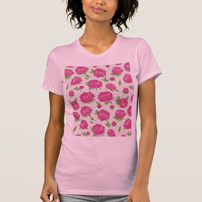 Camiseta Peônias cor-de-rosa (Frente)