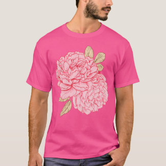 Camiseta Peônias cor-de-rosa