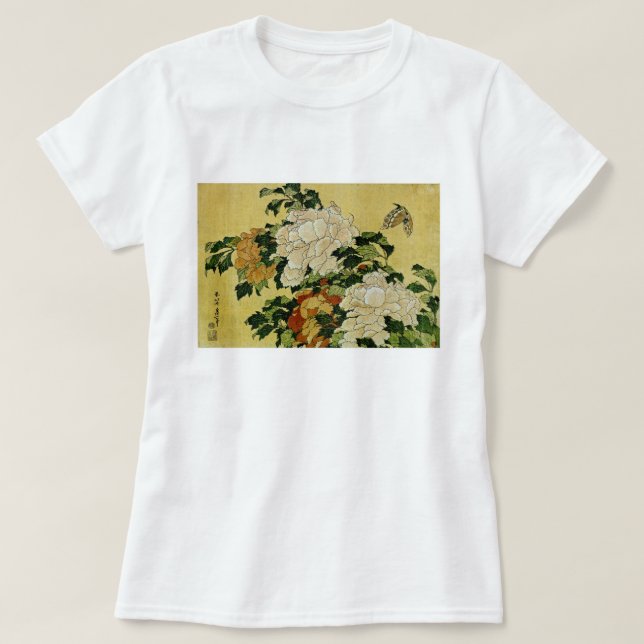 Camiseta Peônias e borboletas (Frente do Design)