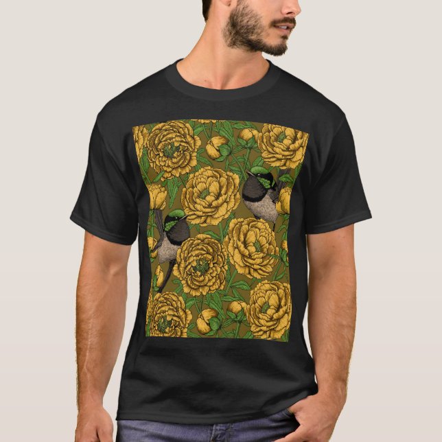 Camiseta Peônias e wrenes (Frente)